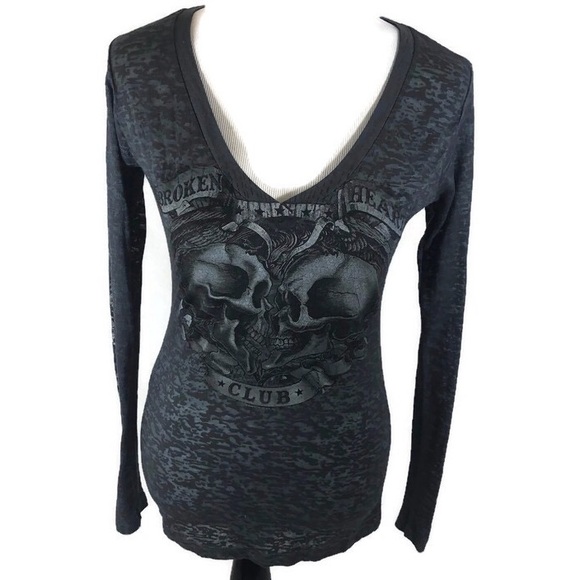 Tops - Hot Leathers Sheer Long Sleeved V Neck T Shirt